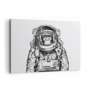 Bild auf Leinwand - Leinwandbild - Grafik eines Astronauten im Raumanzug mit Affenkopf - 100x70cm - Alternative Evolution - Moderne Wanddekoration für Wohnzimmer und Schlafzimmer ARTTOR