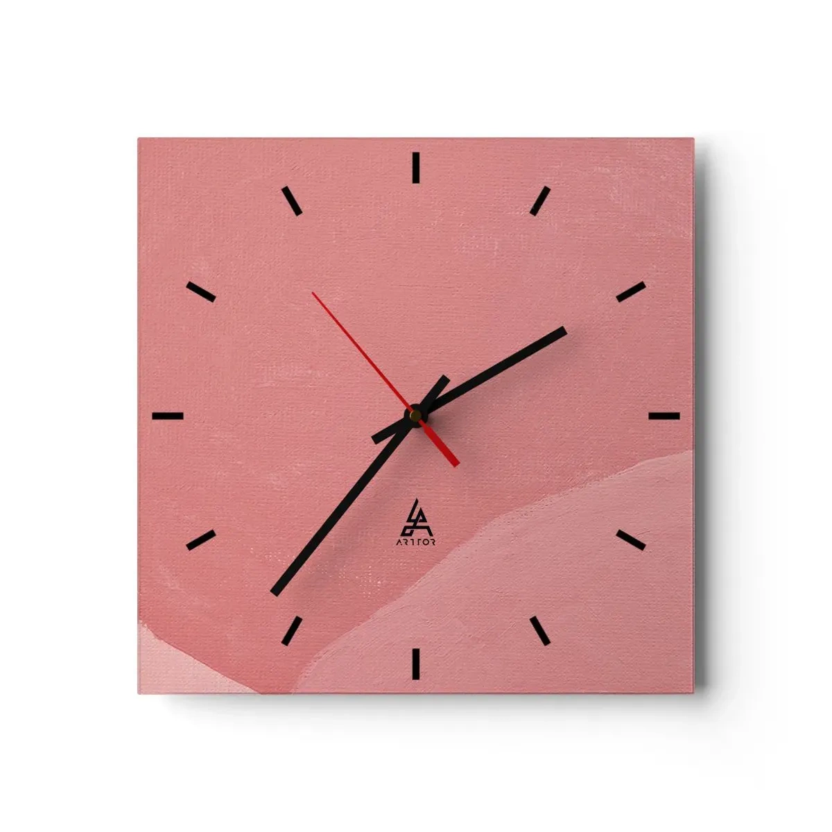 Wanduhr - Glasuhr - Organische Komposition in Rosa - 40x40 cm
