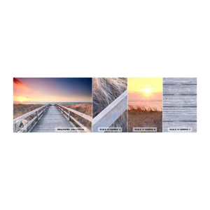 Fototapeten Muster Selbstklebend Deluxe Sticker - Baltische Abend-Aurora - Landschaft, Meer, Düne - 100x30 cm