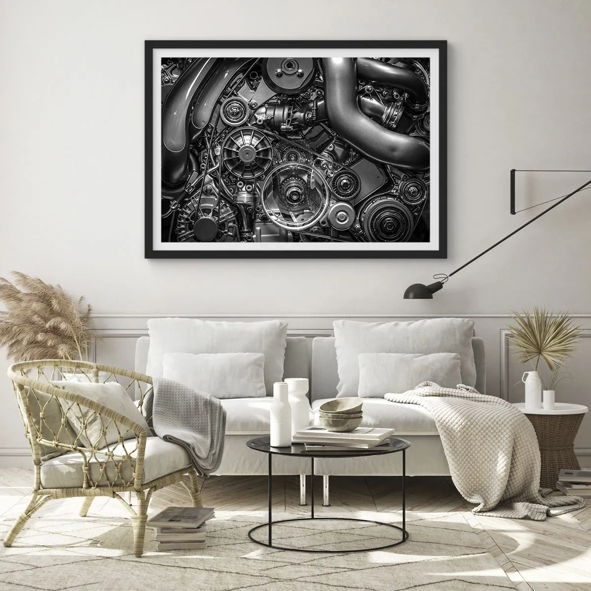 Poster in einem schwarzem Rahmen - Die Poesie der Mechanik - 91x61 cm