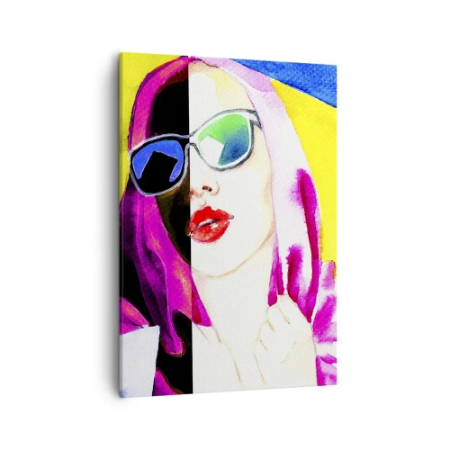 Bild auf Leinwand - Leinwandbild - Buntes Porträt einer Frau mit Sonnenbrille - 50x70cm - Ich bin nicht weiß und ich bin nicht schwarz - Moderne Wanddekoration für Wohnzimmer und Schlafzimmer ARTTOR