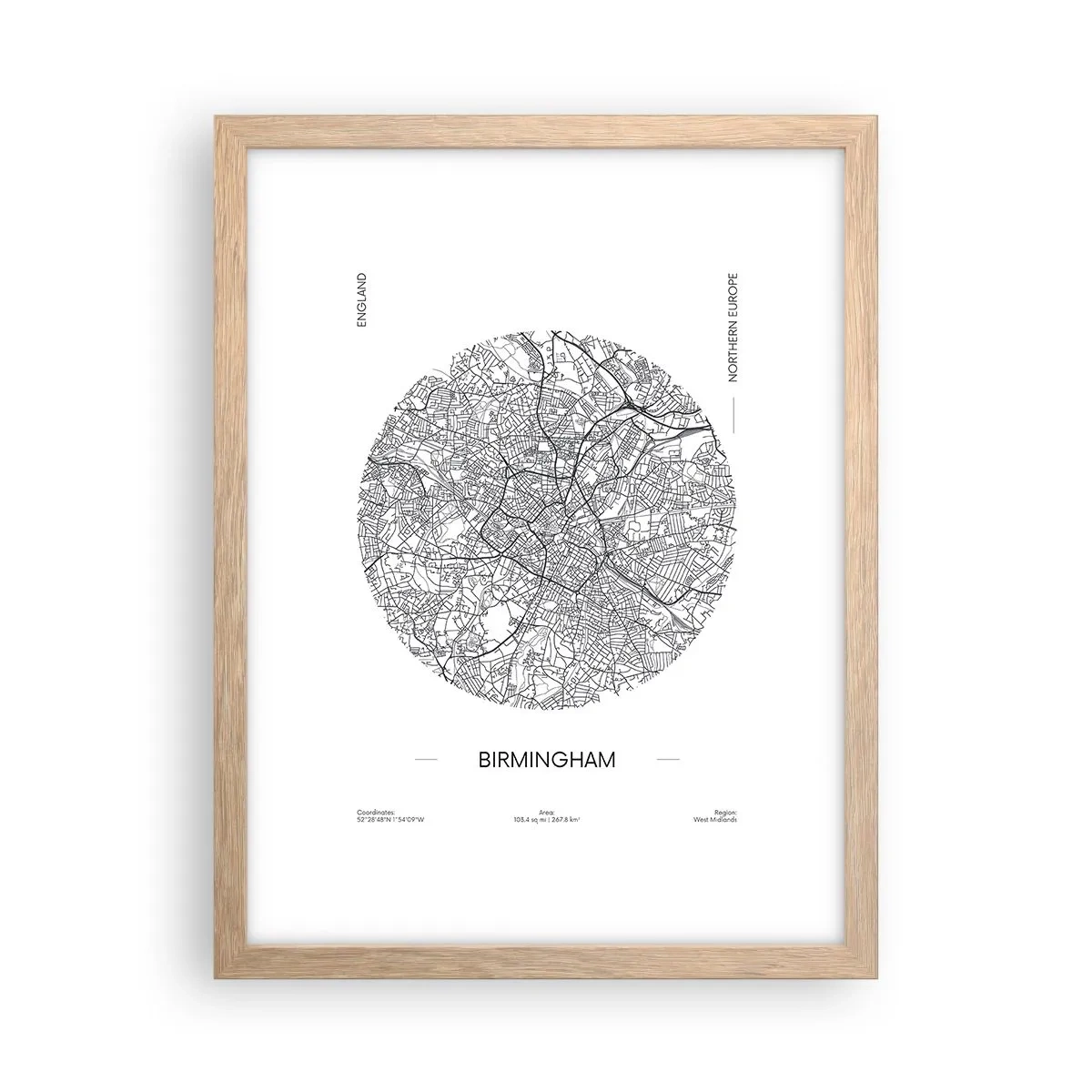 Poster in einem Rahmen aus heller Eiche - Anatomie von Birmingham - 30x40 cm