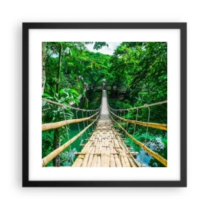 Poster in einem schwarzem Rahmen - Monkey Bridge über das Grün - 40x40 cm