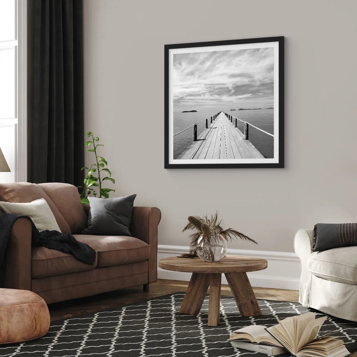 Poster in einem schwarzem Rahmen - Oder vielleicht eine Reise ... - 60x60 cm