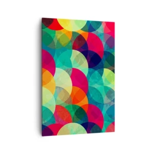 Bild auf Leinwand - Leinwandbild - Bunte geometrische Muster aus Kreisen und Halbkreisen - 70x100cm - Aufstieg zum Regenbogen - Moderne Wanddekoration für Wohnzimmer und Schlafzimmer ARTTOR