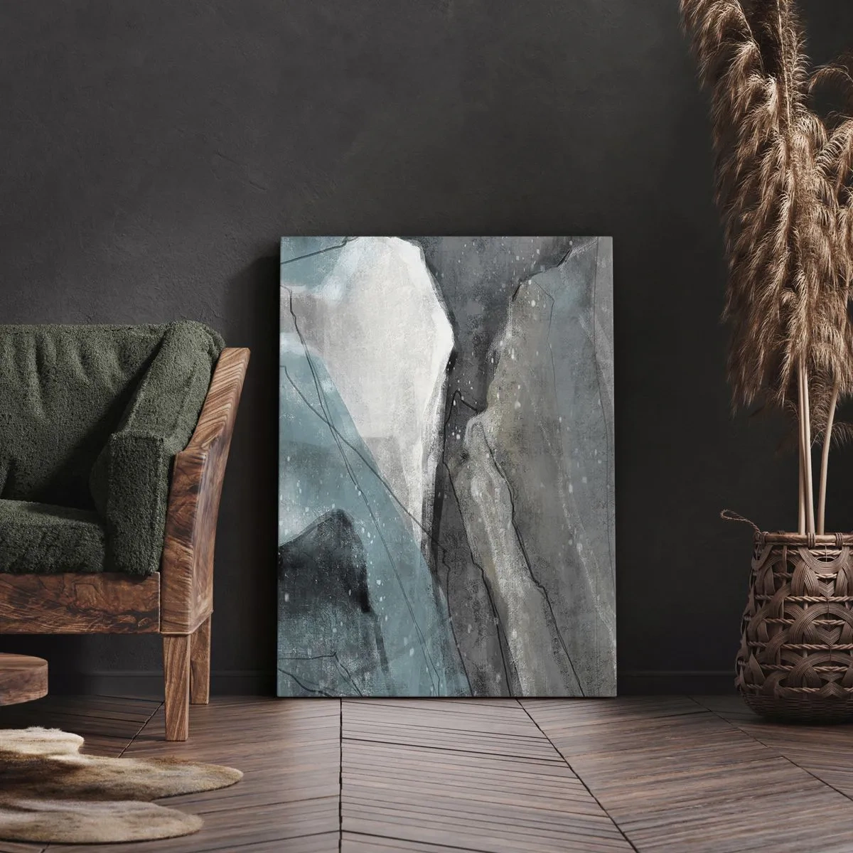 Bild auf Leinwand - Leinwandbild - Abstraktion: Felsen und Eis - 45x80 cm