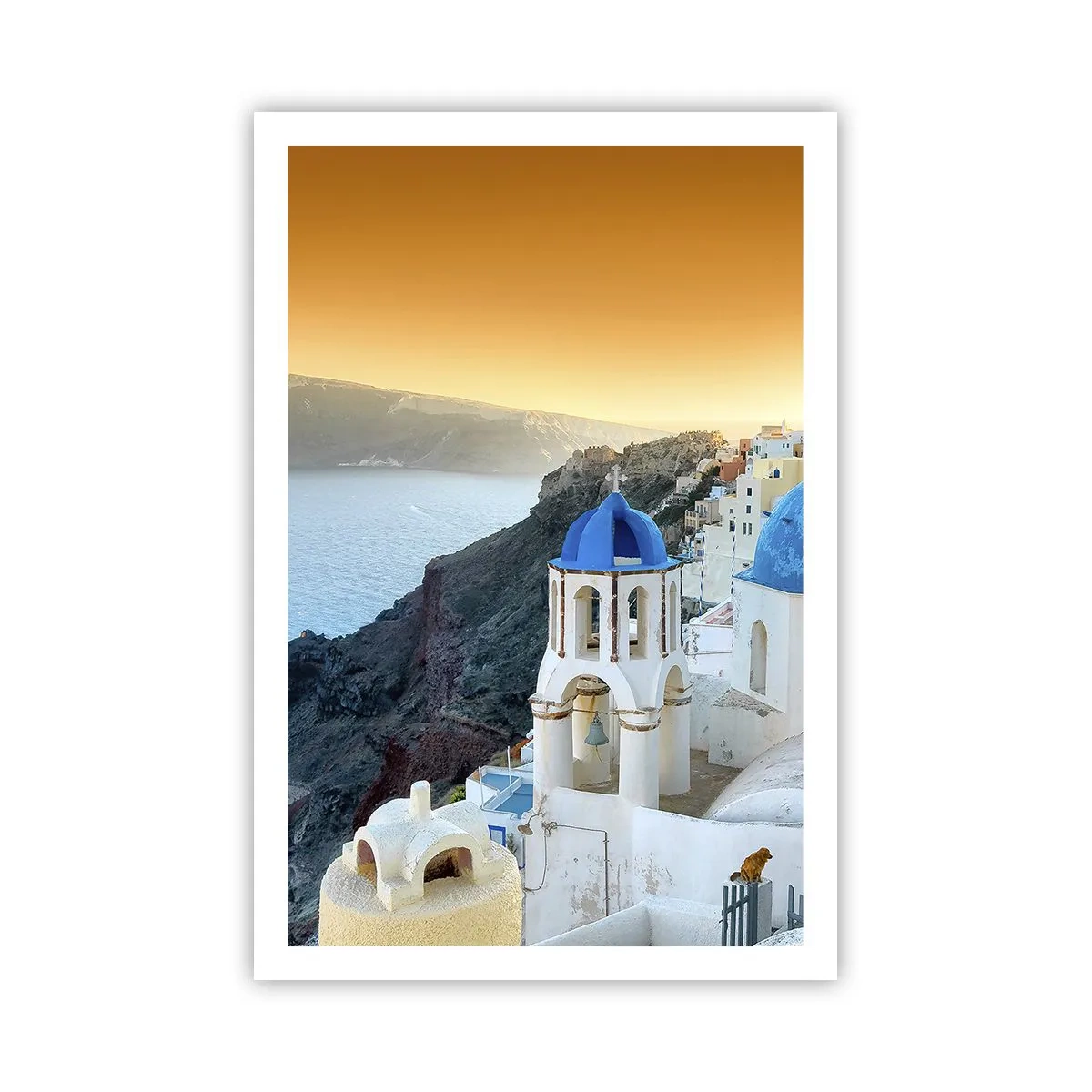 Poster - Santorini - an die Felsen gekuschelt - 61x91 cm