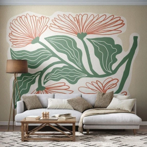 Selbstklebende Fototapete Deluxe Sticker - Im Folkstil und modern - Boho, Blumen, Minimalismus - 500x350 cm