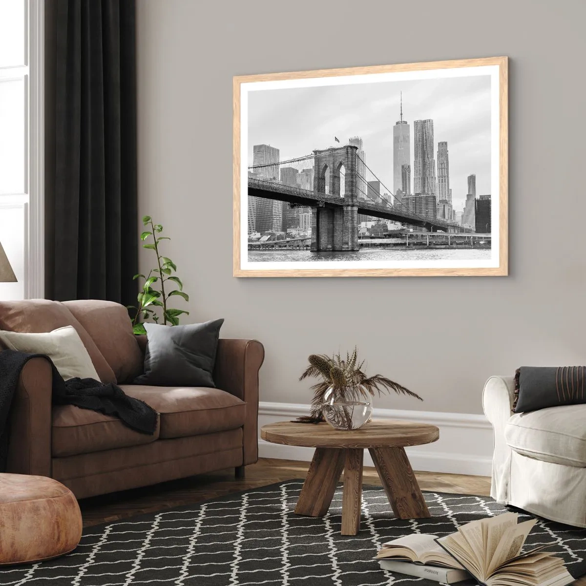 Poster in einem Rahmen aus heller Eiche - New Yorker Atmosphäre - 70x50 cm