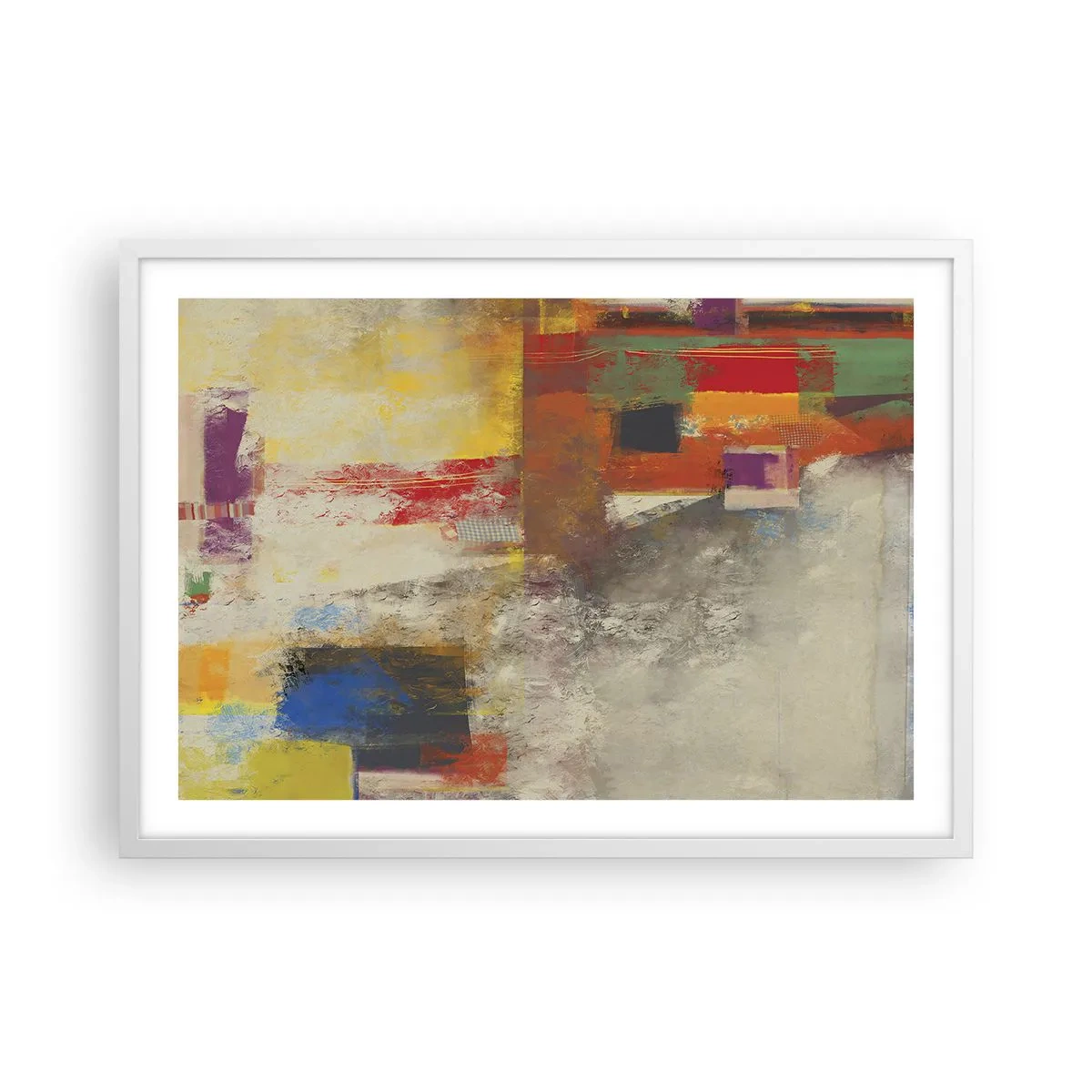 Poster in einem weißen Rahmen - Geometrie der Farben - 70x50 cm