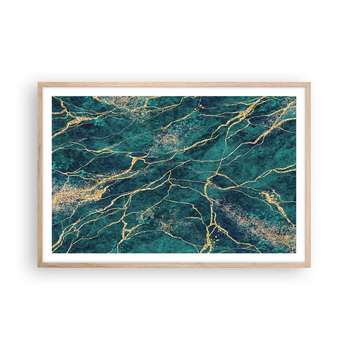 Poster in einem Rahmen aus heller Eiche - Goldmine - 91x61 cm