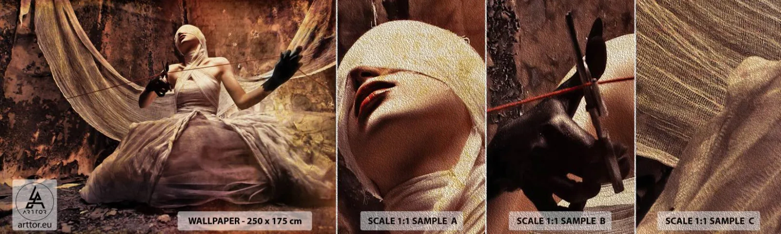 Fototapeten Muster Premium Sand - Göttin des Schicksals - Theater, Stück, Mann - 100x30 cm