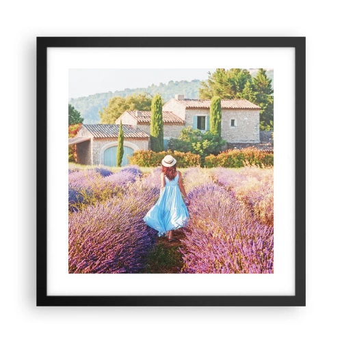 Poster in einem schwarzem Rahmen - Lavendel Mädchen - 40x40 cm