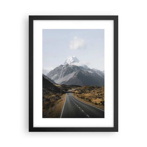Poster in einem schwarzem Rahmen - Der Weg ins Herz der Berge - 30x40 cm