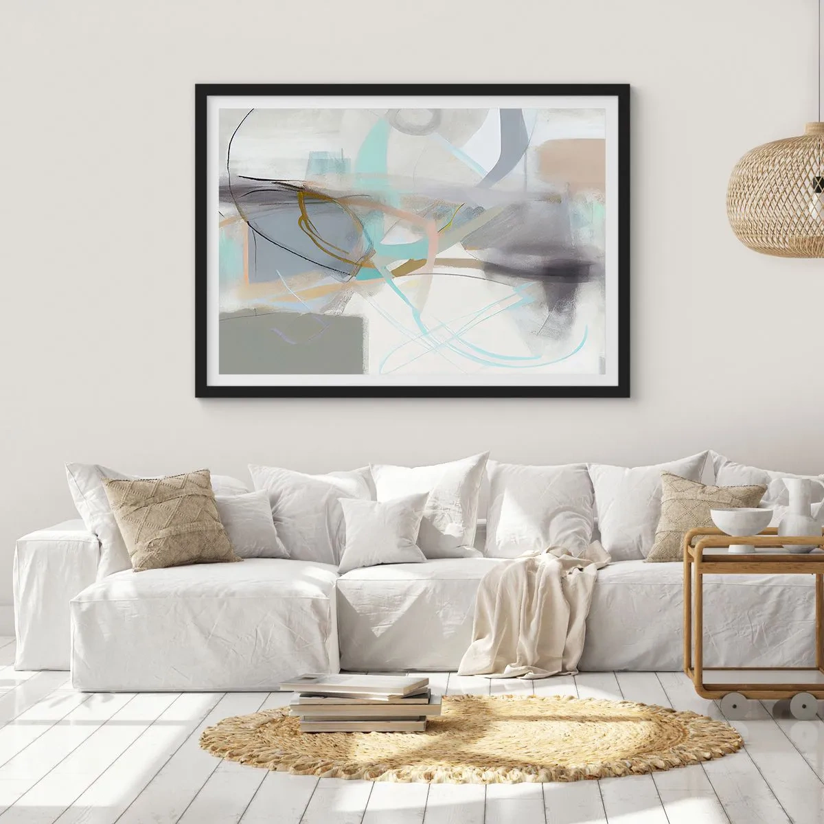 Poster in einem schwarzem Rahmen - Neblige Abstraktion - 91x61 cm