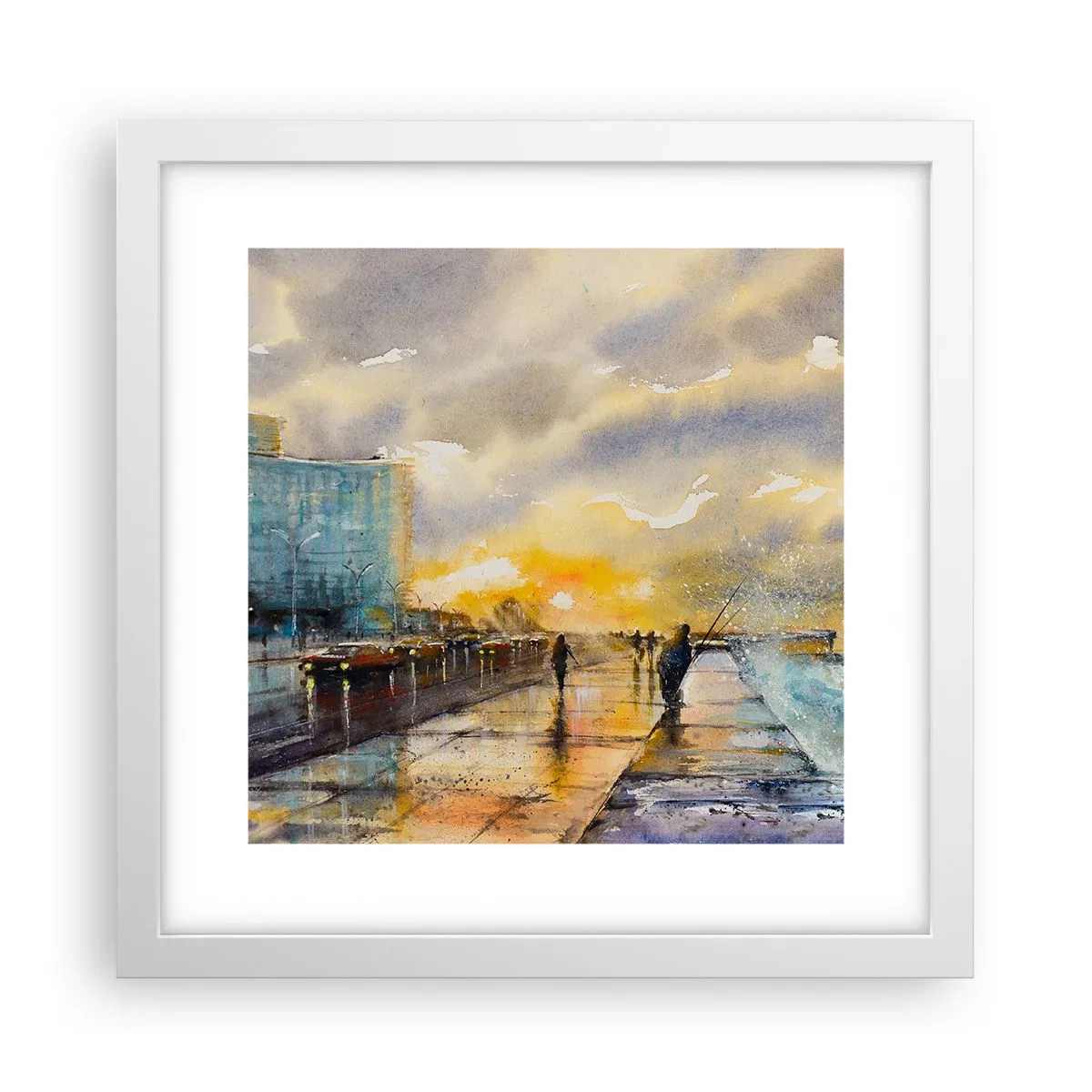 Poster in einem weißen Rahmen - Leben am Ufer - 30x30 cm