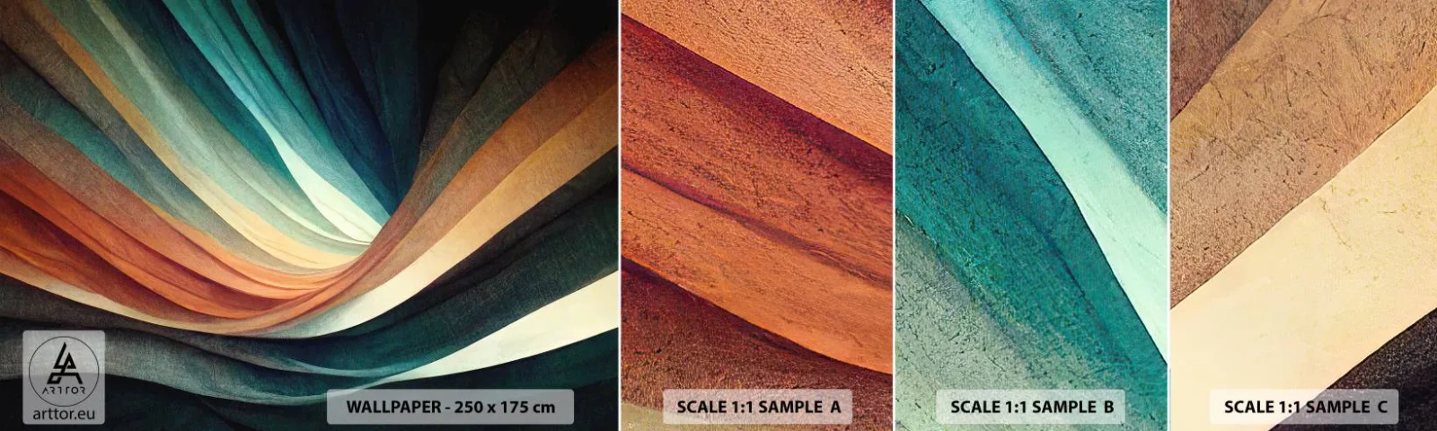 Fototapeten Muster Selbstklebend Deluxe Sticker - Aus Farben gewebt - Stück, Abstraktion, Linien - 100x30 cm