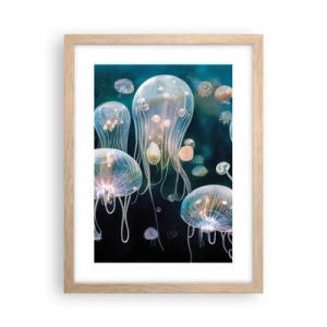 Poster in einem Rahmen aus heller Eiche - Unterwasserball - 30x40 cm