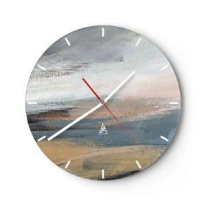Wanduhr - Glasuhr - Eine malerische Abstraktion, die einer Landschaft in kühlen Tönen ähnelt. - 30x30cm - Abstraktion: nördliche Landschaft - Moderne Wanddekoration für Wohnzimmer, Küche und Schlafzimmer ARTTOR