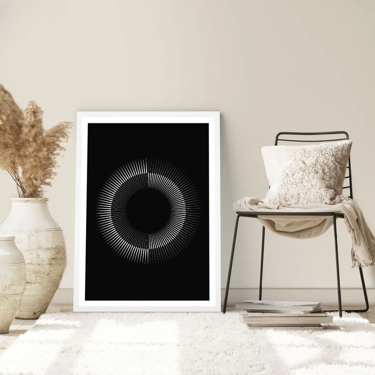 Poster in einem weißen Rahmen - Schwarze Sonne - 70x100 cm