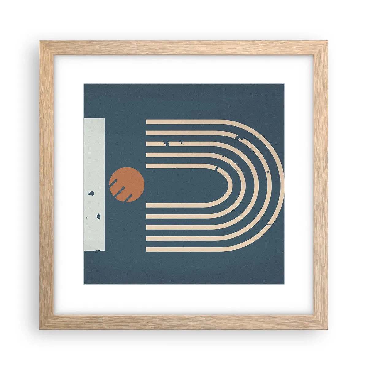 Poster in einem Rahmen aus heller Eiche - Geometrie auf dem Granatapfel - 30x30 cm