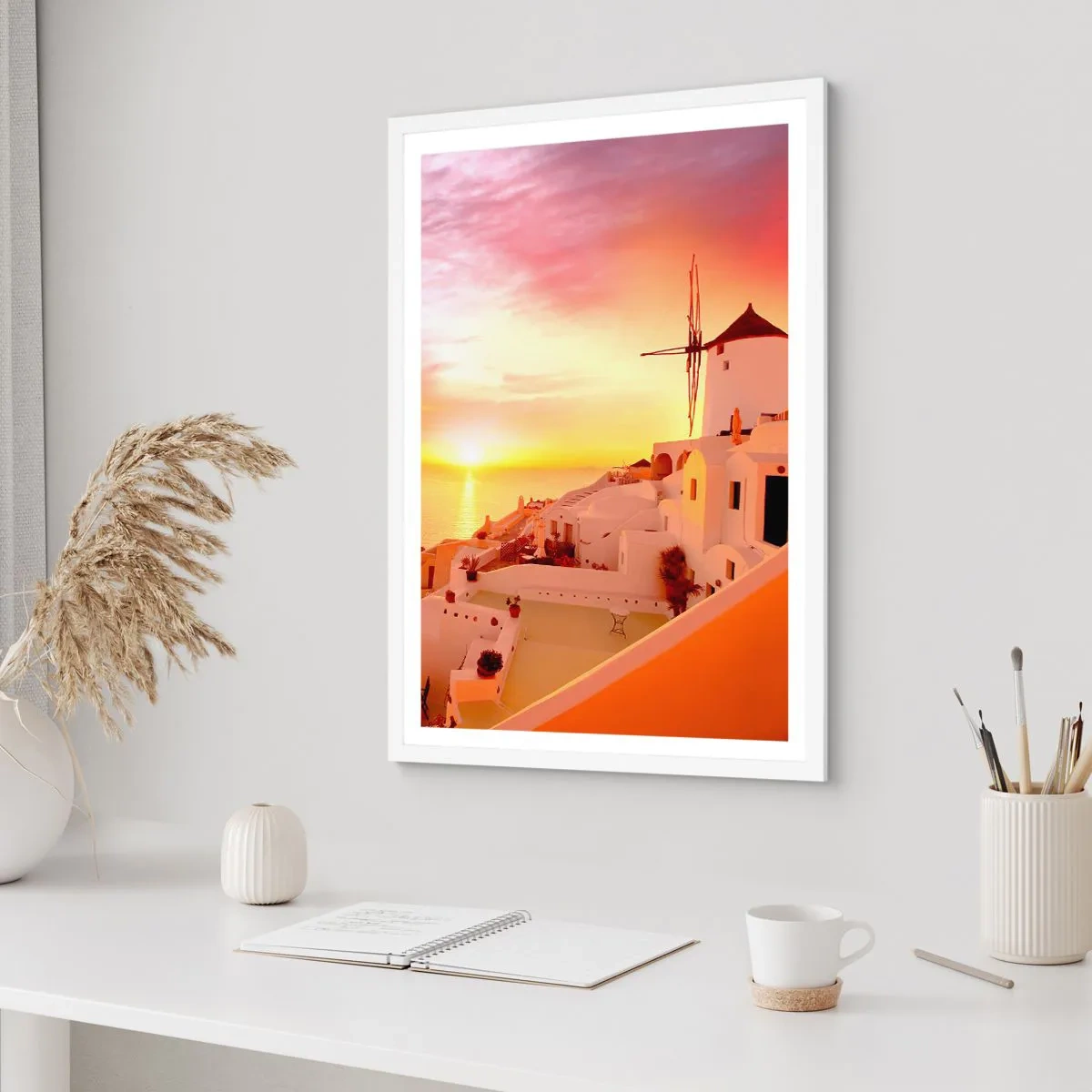 Poster in einem weißen Rahmen - In Weiß und Gold schmelzen - 30x40 cm