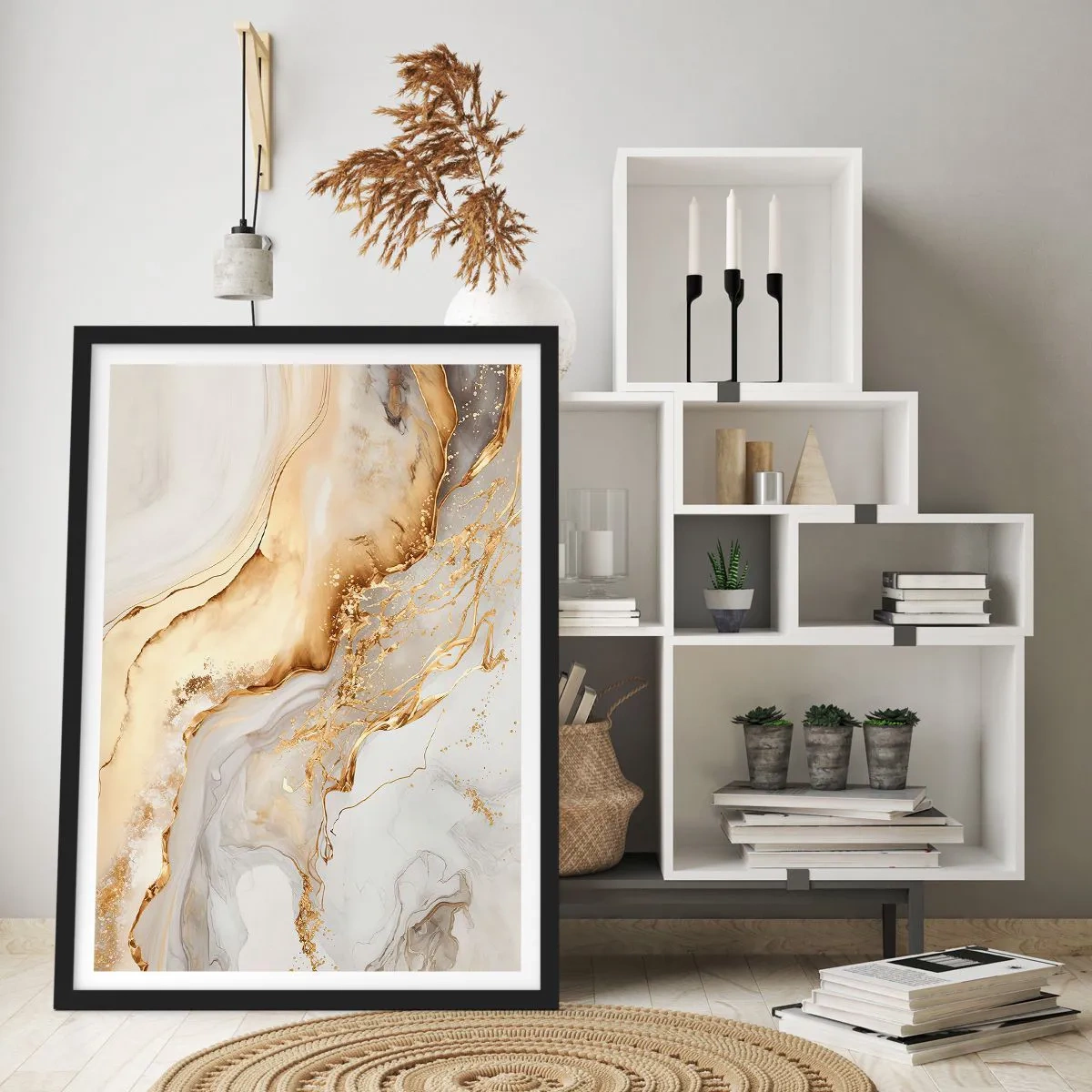 Poster in einem schwarzem Rahmen - Abstraktion: Schönheit und Güte - 30x40 cm