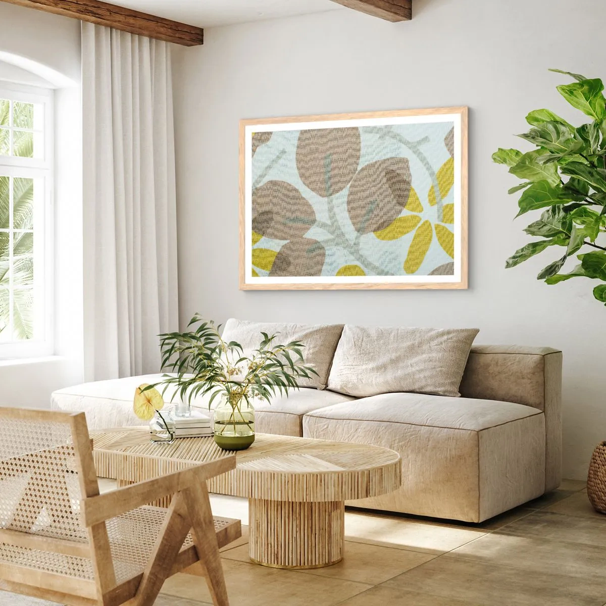 Poster in einem Rahmen aus heller Eiche - Komposition in voller Sonne - 100x70 cm