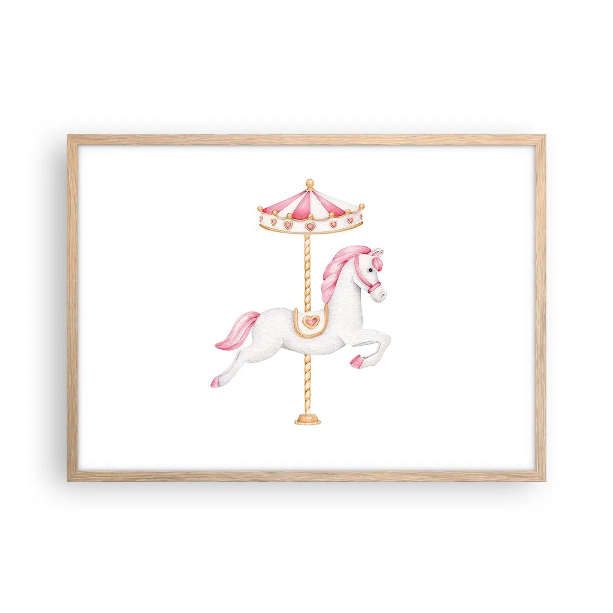 Poster in einem Rahmen aus heller Eiche - Er legte los - 70x50 cm