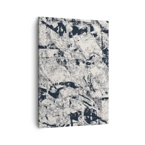 Bild auf Leinwand - Leinwandbild - Abstrakte Komposition in Schwarzweiß mit dynamischem Layout - 50x70cm - Durchdringung der Gegensätze - Moderne Wanddekoration für Wohnzimmer und Schlafzimmer ARTTOR