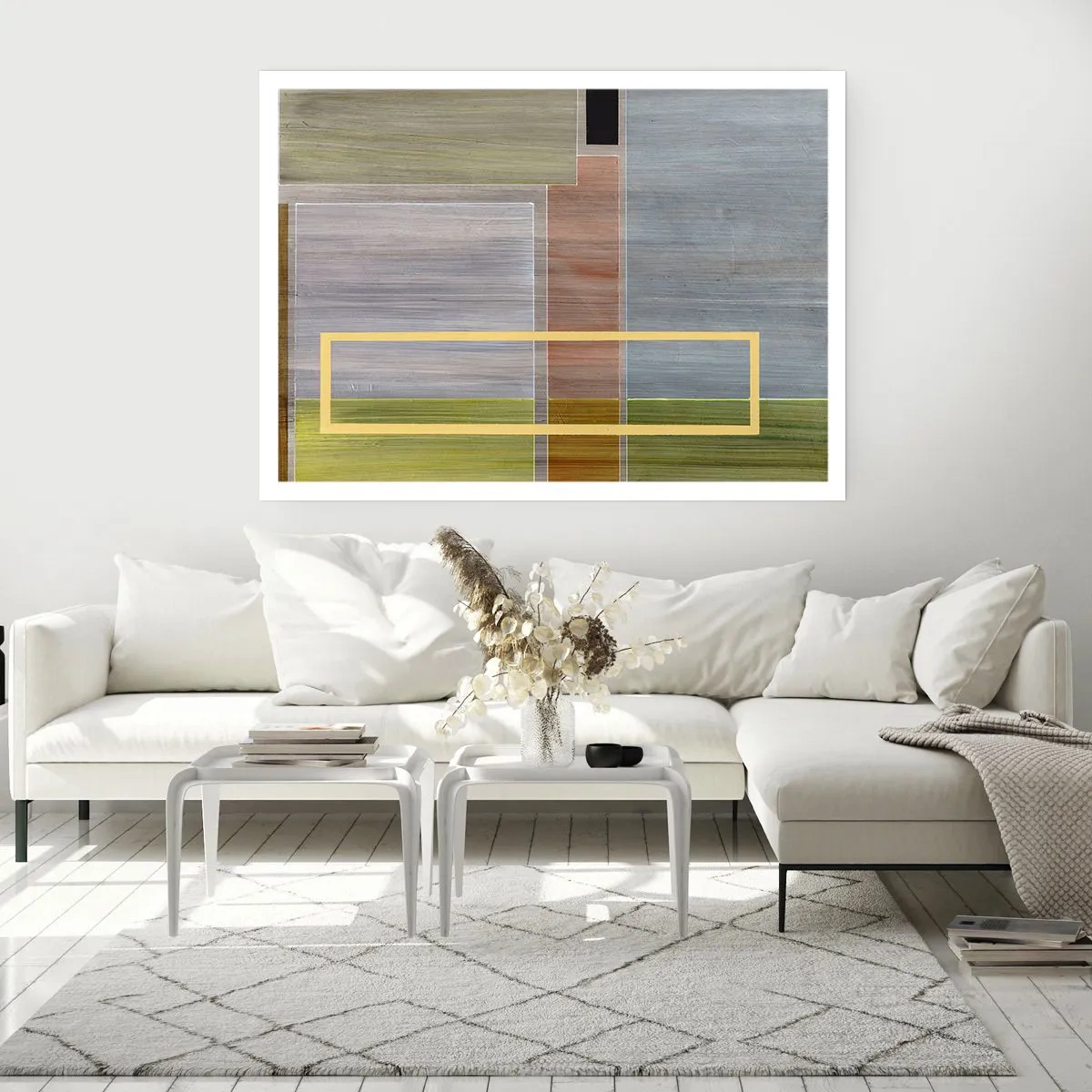 Poster - Geometrische Komposition in Pastellfarben mit Rechtecken - 100x70cm - Einfach und ruhig - Moderne Wanddekoration für Wohnzimmer und Schlafzimmer ARTTOR