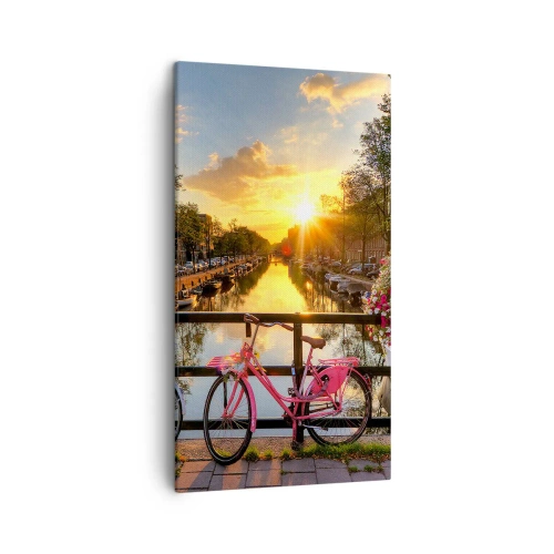 Bild auf Leinwand - Leinwandbild - Frühlingsmorgen in Amsterdam - 45x80 cm