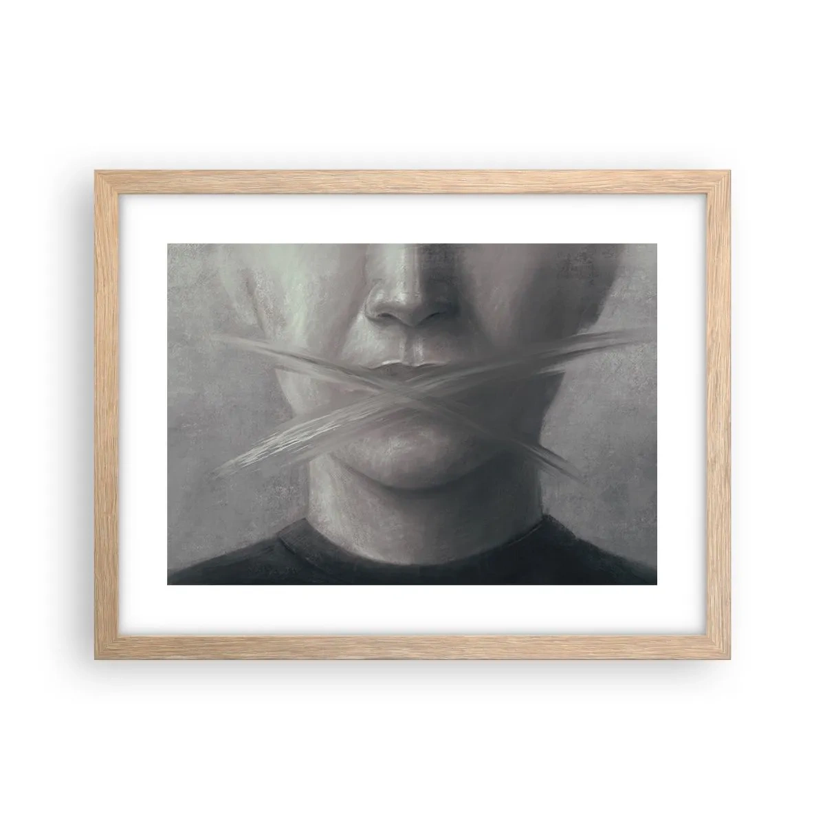 Poster in einem Rahmen aus heller Eiche - Ohne ein Wort - 40x30 cm