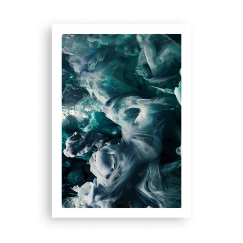 Poster - Eine abstrakte Komposition aus wirbelnden Farben in Grün- und Blautönen. - 50x70cm - Farbbewegung - Moderne Wanddekoration für Wohnzimmer und Schlafzimmer ARTTOR