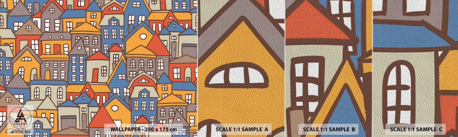 Fototapeten Muster Premium Sand - Hinter dem Haus ist das Haus - Stadt, Die Architektur, Alte Stadt - 100x30 cm