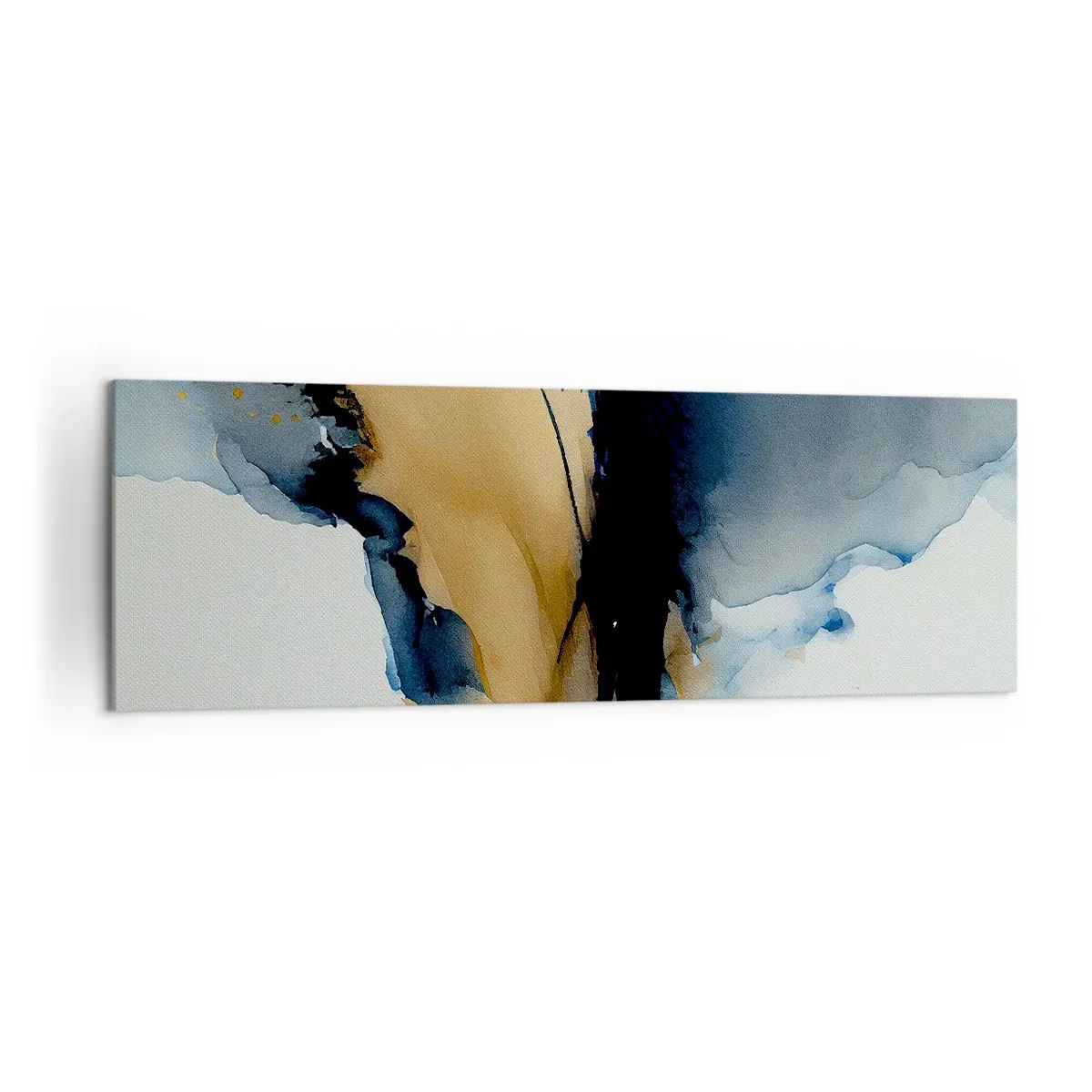 Bild auf Leinwand - Leinwandbild - Eine abstrakte Komposition in Marineblau- und Goldtönen - 160x50cm - Hinter dem Vorhang - Moderne Wanddekoration für Wohnzimmer und Schlafzimmer ARTTOR
