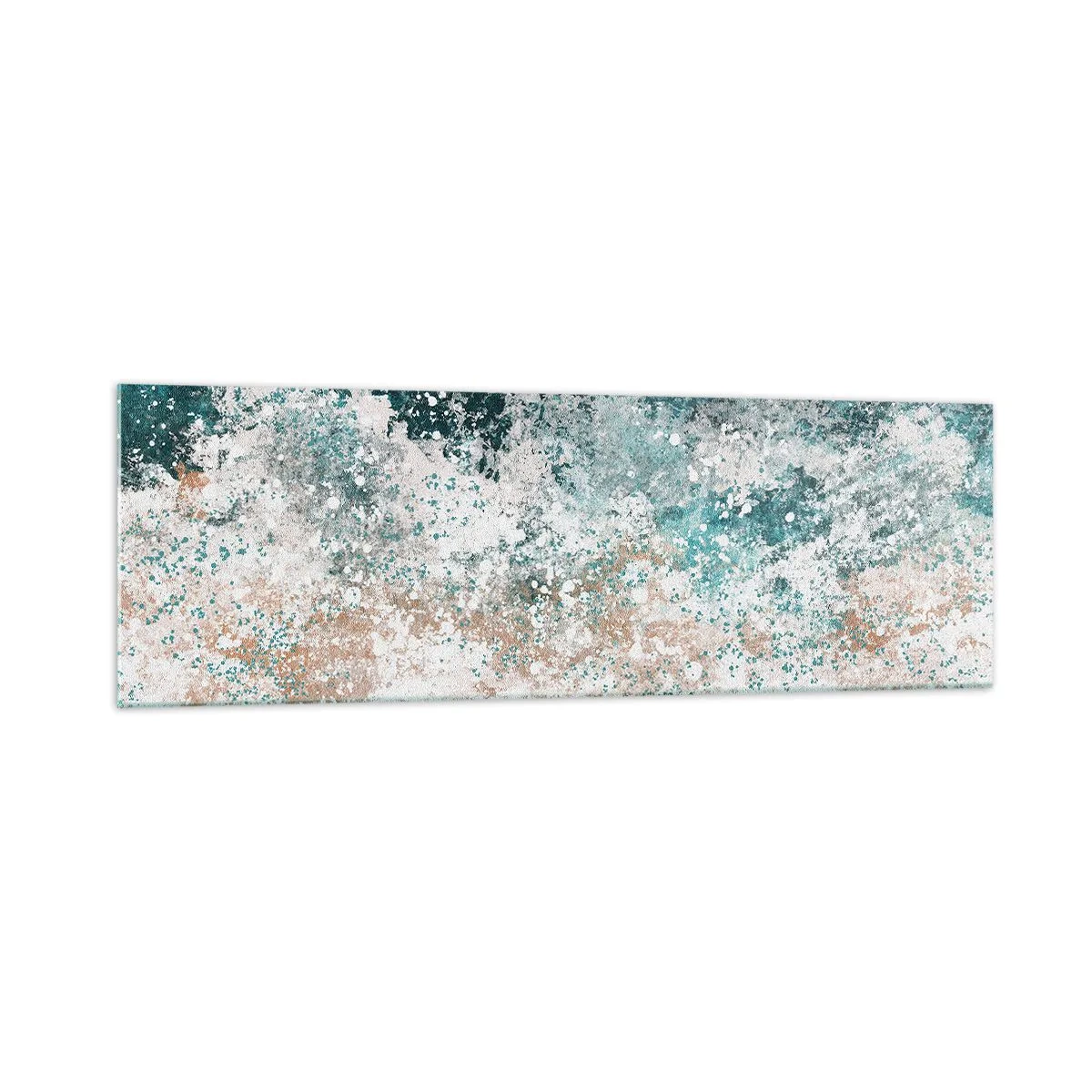 Glasbild - Bild auf glas - Abstrakte Meereswelle in Türkis- und Beigetönen - 160x50cm - Meeresgeschichten - Moderne Wanddekoration für Wohnzimmer und Schlafzimmer ARTTOR