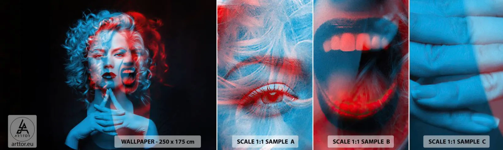 Fototapeten Muster Selbstklebend Deluxe Sticker - Alter Ego - Abstraktion, Frau, Das Gesicht einer Frau - 100x30 cm