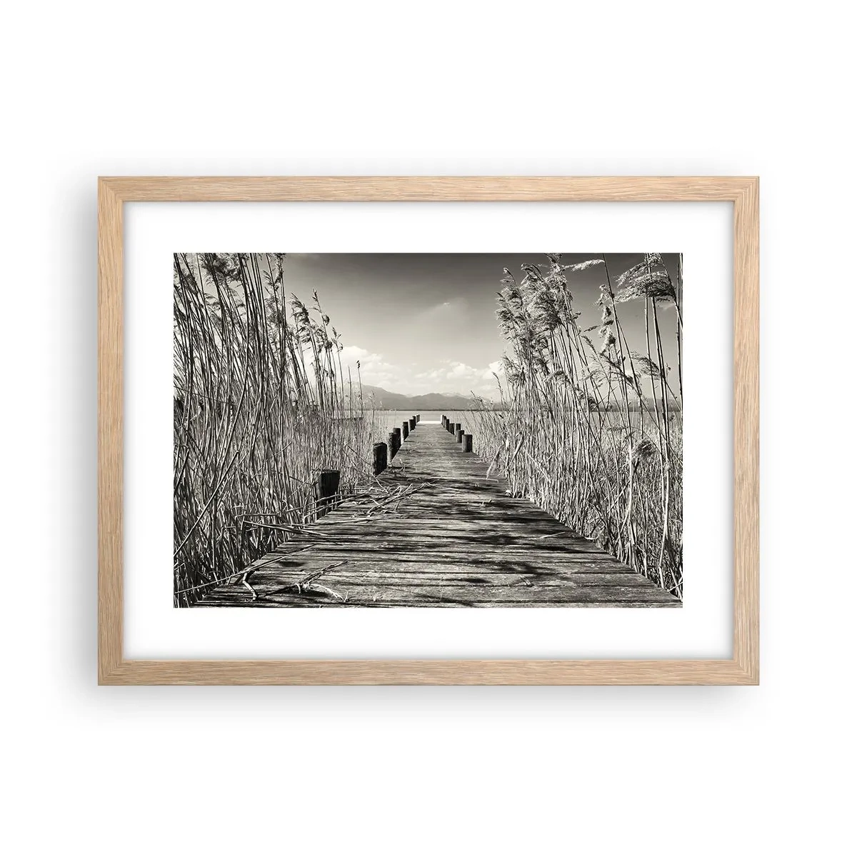Poster in einem Rahmen aus heller Eiche - In der Stille des Grases - 40x30 cm