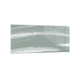 Glasbild - Bild auf glas - Winterwellen in Mint- und Weißtönen - 120x50cm - Abstraktion im Winterklima - Moderne Wanddekoration für Wohnzimmer und Schlafzimmer ARTTOR