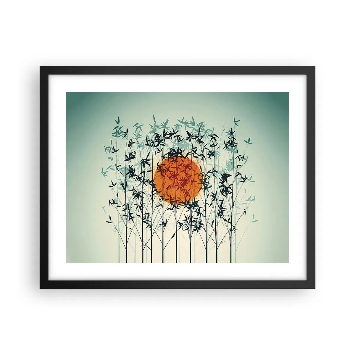 Poster in einem schwarzem Rahmen - Japanische Sonne - 50x40 cm