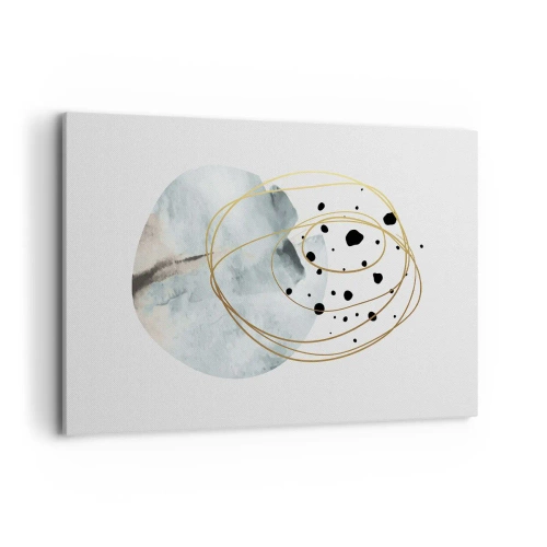 Bild auf Leinwand - Leinwandbild - Minimalistische Abstraktion mit geometrischem Muster und goldenen Linien - 120x80cm - Vom Weltraum umarmt - Moderne Wanddekoration für Wohnzimmer und Schlafzimmer ARTTOR