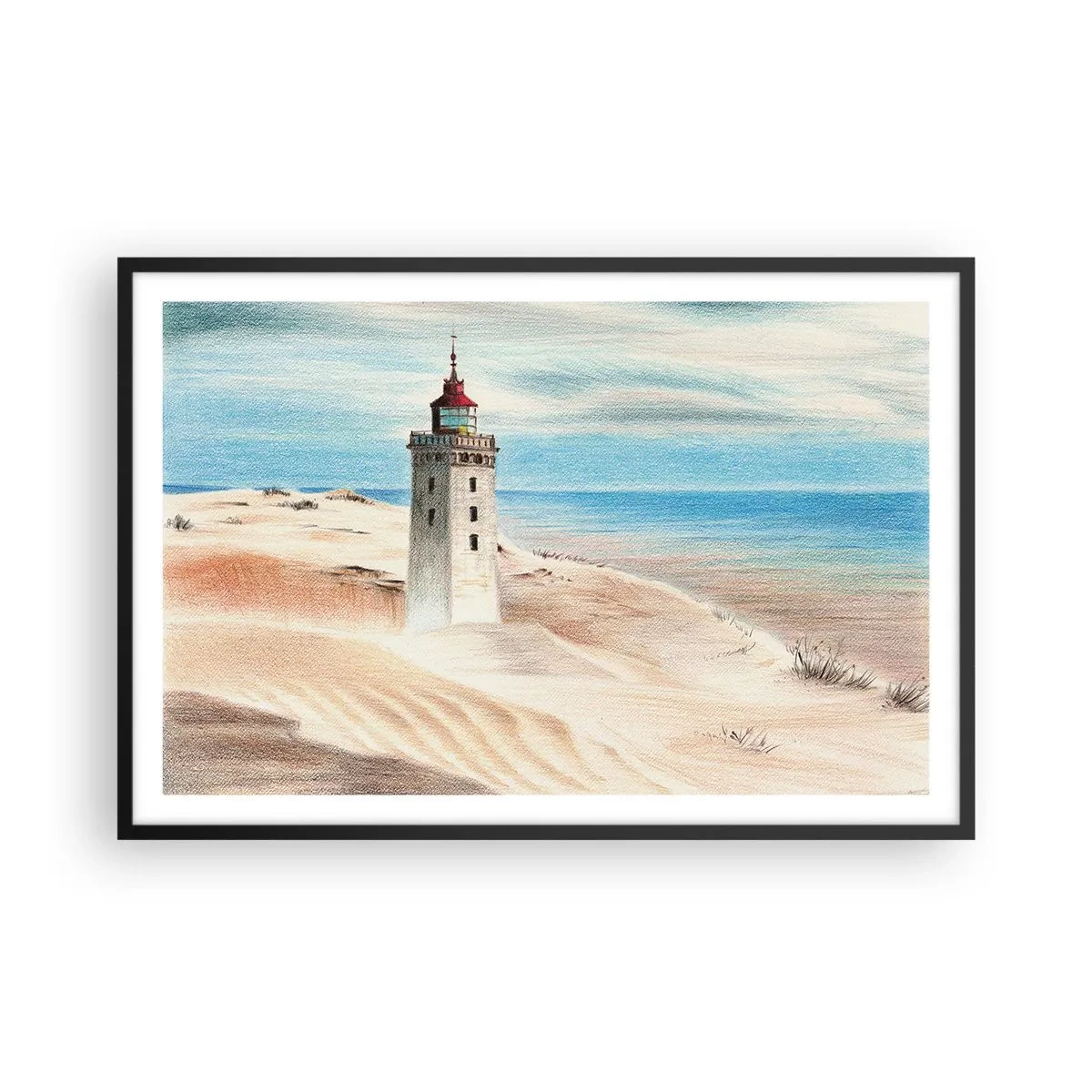 Poster in einem schwarzem Rahmen - Immer aufs Meer starrend - 91x61 cm
