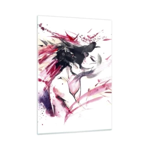 Glasbild - Bild auf glas - Eine abstrakte Figur in dynamischen Aquarellfarben. - 50x70cm - Eine Liebeserfüllung - Moderne Wanddekoration für Wohnzimmer und Schlafzimmer ARTTOR