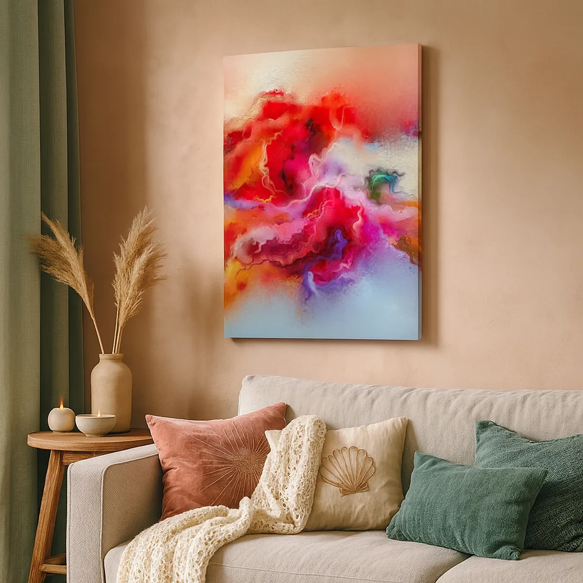 Bild auf Leinwand - Leinwandbild - Bunte Abstraktion mit dynamischer Komposition - 50x70cm - Wie man Träume fängt - rauchen - Moderne Wanddekoration für Wohnzimmer und Schlafzimmer ARTTOR