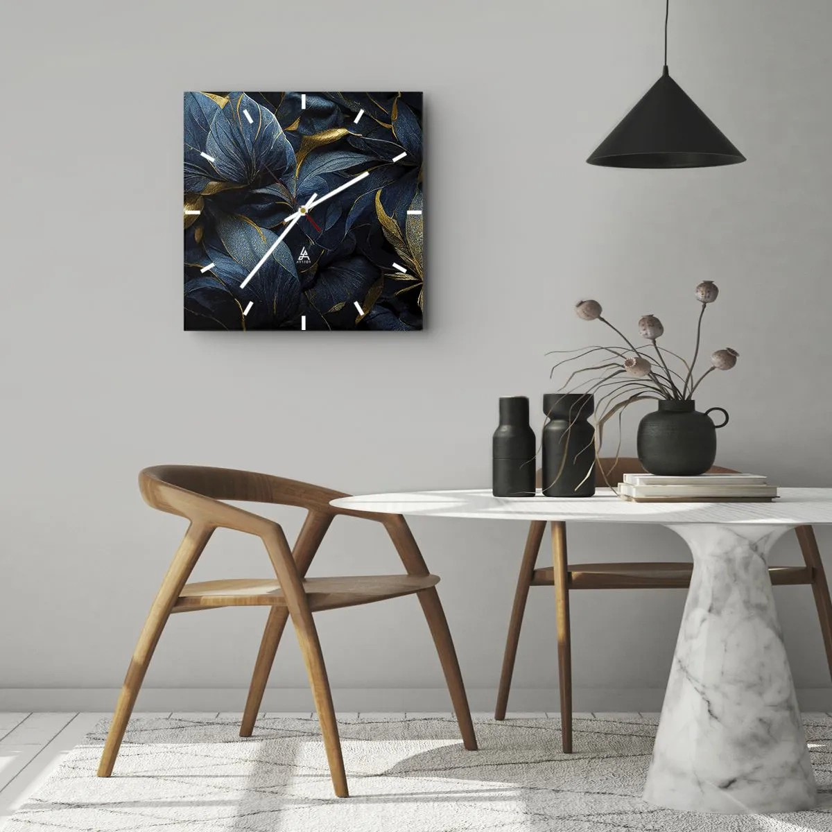 Wanduhr - Glasuhr - Mit Gold gefüttert - 30x30 cm