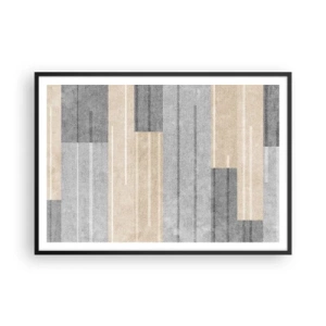 Poster in einem schwarzem Rahmen - Geometrische Komposition in Grau- und Beigetönen - 100x70cm - Komposition: Vertikal halten - Moderne Wanddekoration für Wohnzimmer und Schlafzimmer ARTTOR