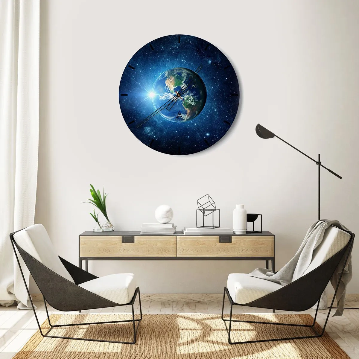 Wanduhr - Glasuhr - Blick auf die Erde aus dem Weltraum - 30x30cm - Wir sind im Himmel - Moderne Wanddekoration für Wohnzimmer, Küche und Schlafzimmer ARTTOR
