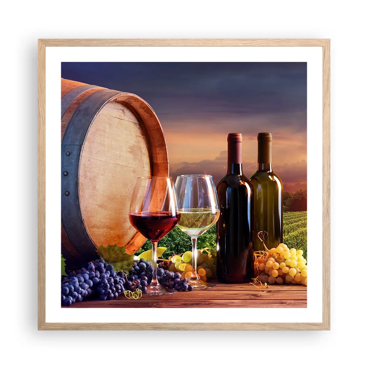 Poster in einem Rahmen aus heller Eiche - Hier schmeckt das Leben - 60x60 cm