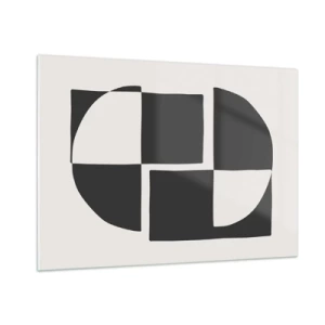Glasbild - Bild auf glas - Geometrische Komposition aus schwarzen und weißen Formen - 100x70cm - Antithese - Synthese - Moderne Wanddekoration für Wohnzimmer und Schlafzimmer ARTTOR
